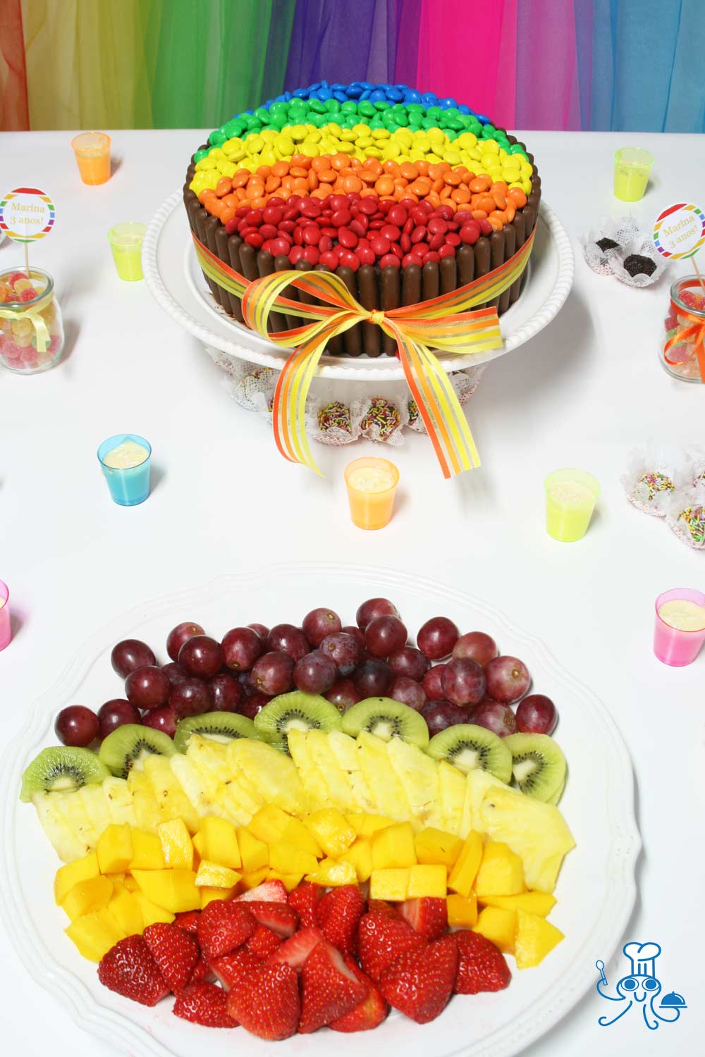Fruta decorada arcoíris